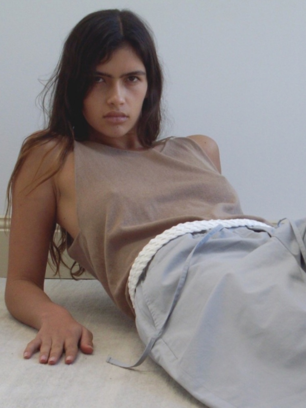 DEIJI STUDIOS The Rolled Knit Top In Light Brown Fine Knit Organic Cotton FW2025